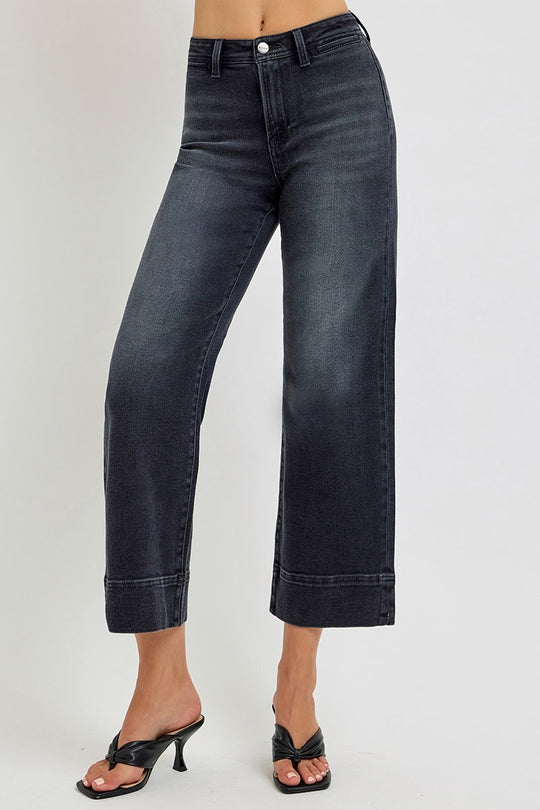 Risen High Rise Cropped Wide Jeans