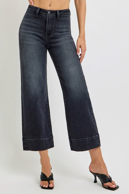 Risen High Rise Cropped Wide Jeans