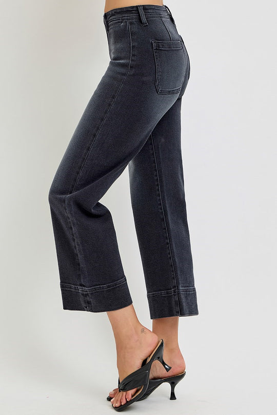 Risen High Rise Cropped Wide Jeans