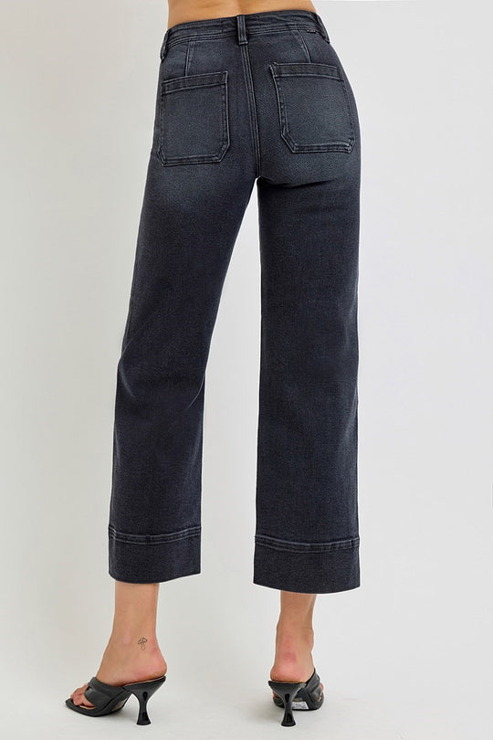 Risen High Rise Cropped Wide Jeans