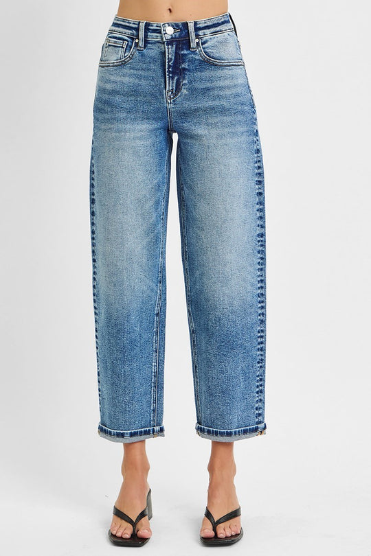 Risen High Rise Crop Boyfriend Cuffed Jeans