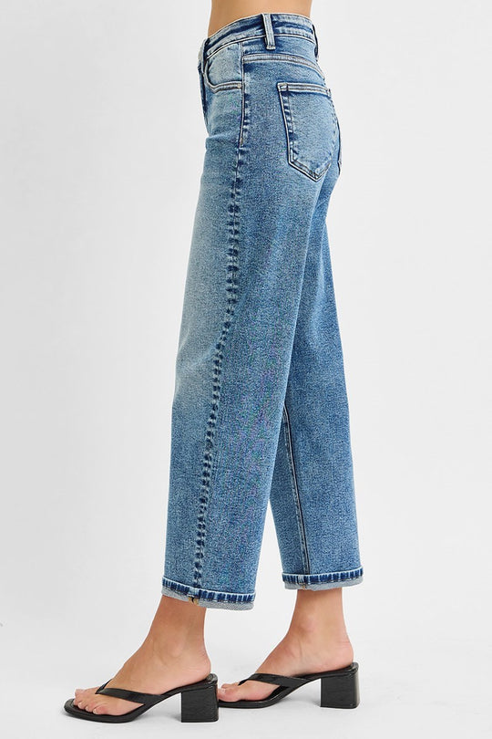 Risen High Rise Crop Boyfriend Cuffed Jeans