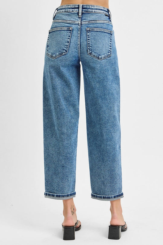 Risen High Rise Crop Boyfriend Cuffed Jeans