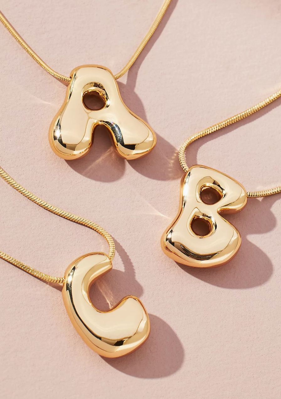 Water Drop Initial Necklace