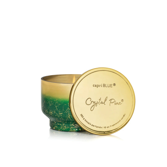 Capri BLUE Crystal Pine Glimmer Inverted Candle 10oz