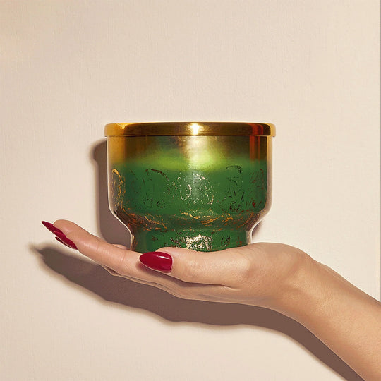 Capri BLUE Crystal Pine Glimmer Inverted Candle 10oz