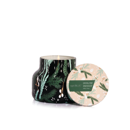 Capri BLUE Crystal Pine Holiday Pattern Play Petite Candle 8oz