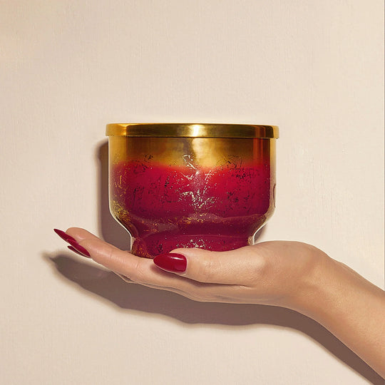 Capri BLUE Tinsel & Spice Glimmer Inverted Candle 10oz