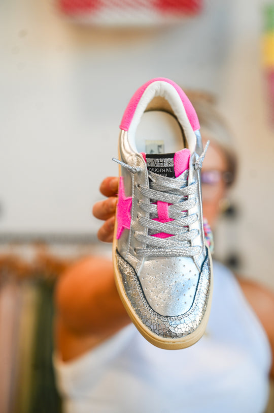 Silver and pink Vintage Havana sneaker fashion with metallic finish and stylish design