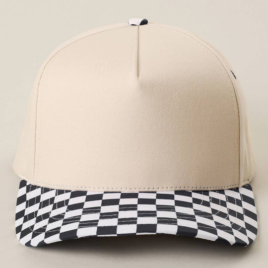 CHECKERBOARD Brim Two-Tone Trucker Hat: PUP / ONE SIZE