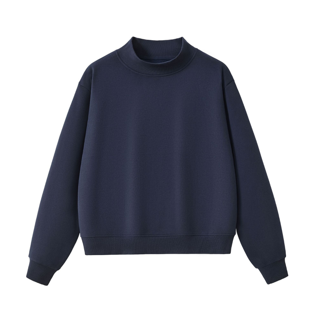 Unisex Fall Cozy Fleece Mock Neck Sweatshirt: White / M
