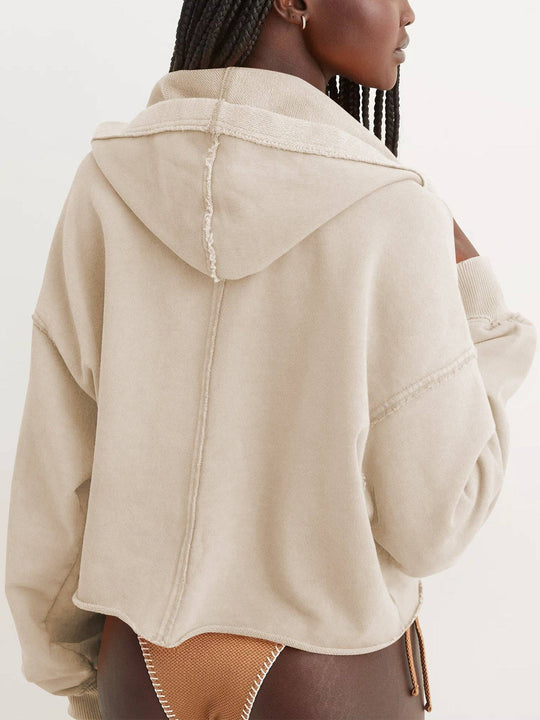 Oversized Hooded V Neck Sweatshirt Pullover Top: Dark Grey / S