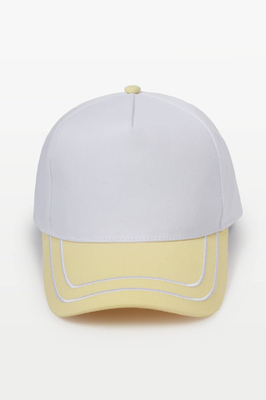 Retro Stripe Brim Two Tone 5-Panel Cap: Yellow