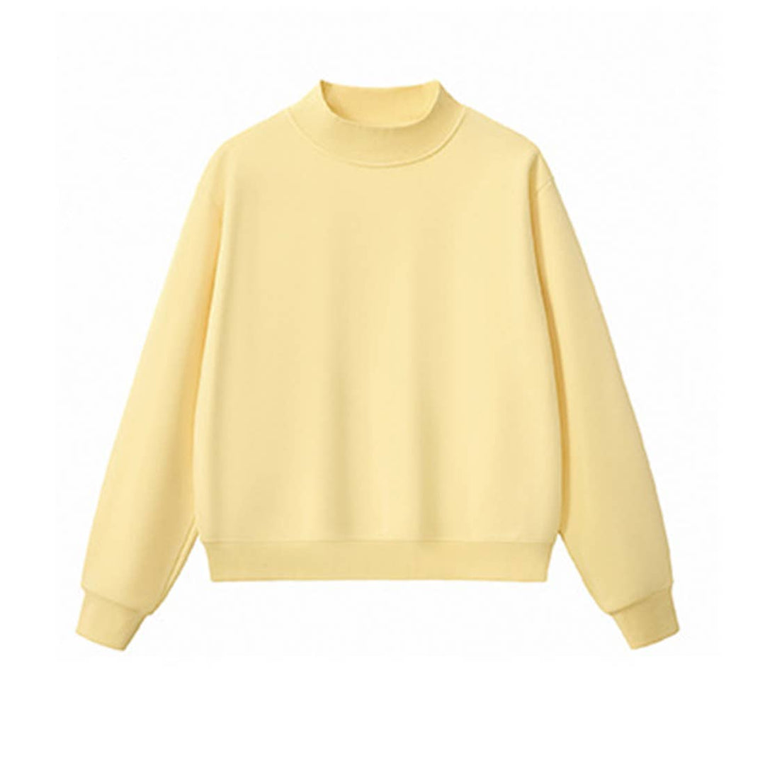 Unisex Fall Cozy Fleece Mock Neck Sweatshirt: White / M