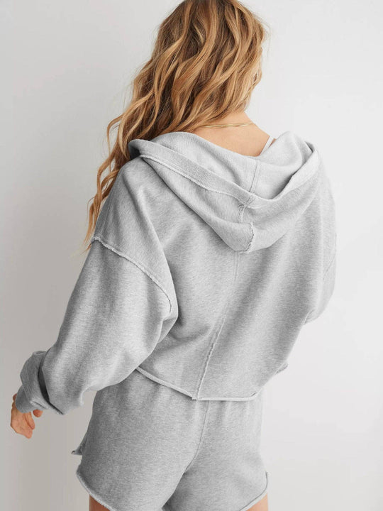 Oversized Hooded V Neck Sweatshirt Pullover Top: Dark Grey / L