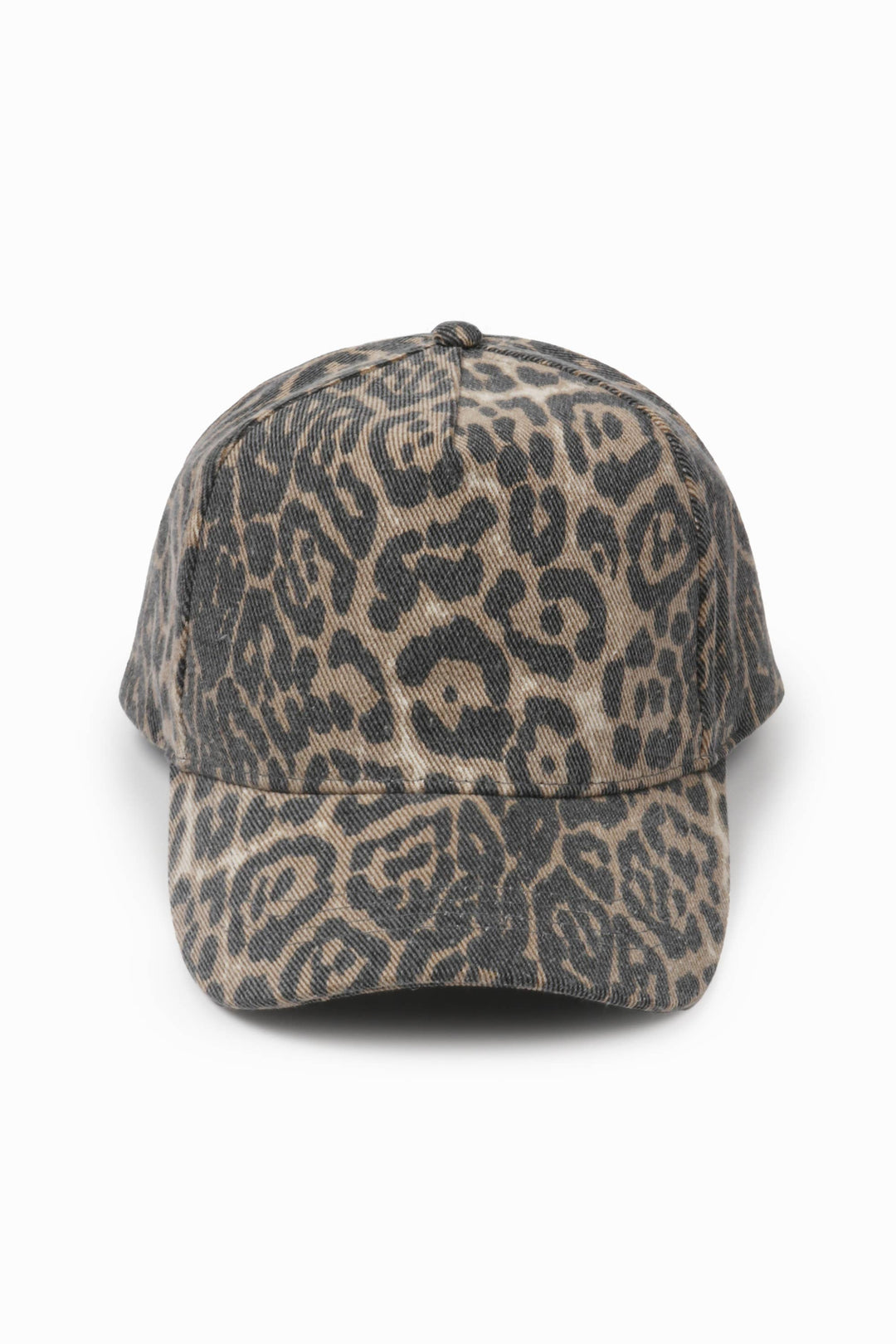 Washed Leopard Print 5 Panel Trucker Hat: Leopard