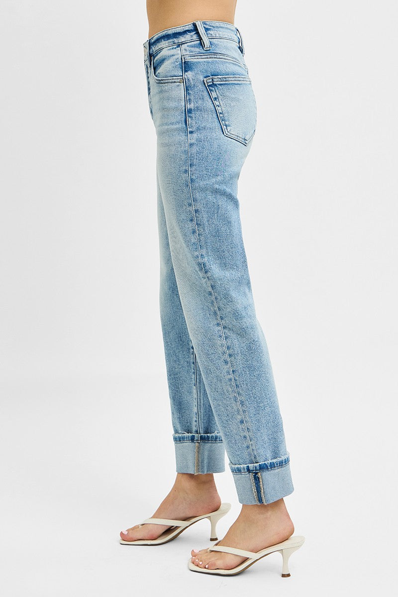Risen High Rise Crop Straight Light Jeans