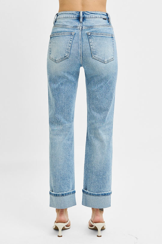 Risen High Rise Crop Straight Light Jeans