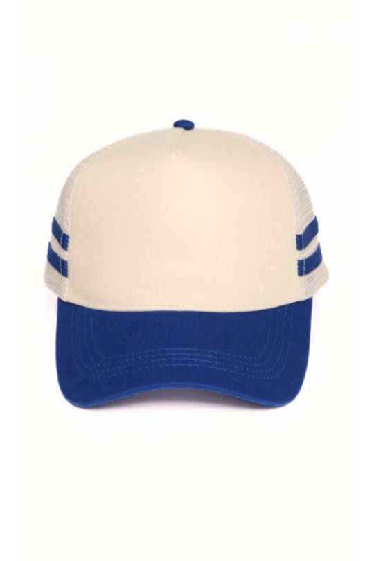 Retro Stripe Mesh Trucker Cap: Black