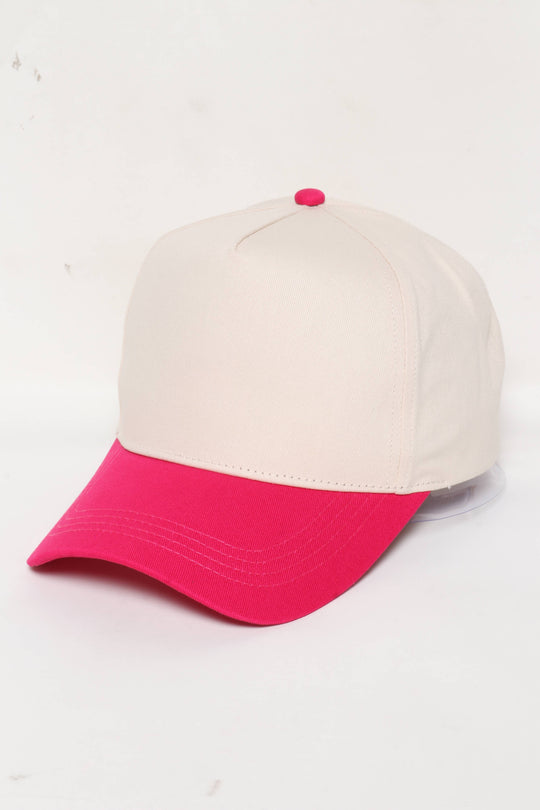 5 Panel Cotton Two-Tone Caps: Pink