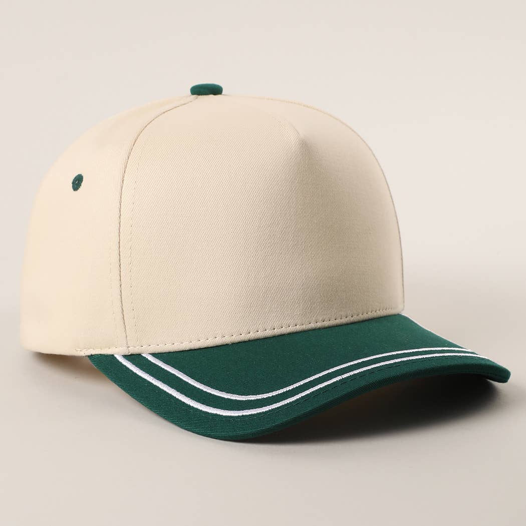 Double Stitched Plain Two Tone Canvas Cotton Trucker Hat: BEIGE / One Size