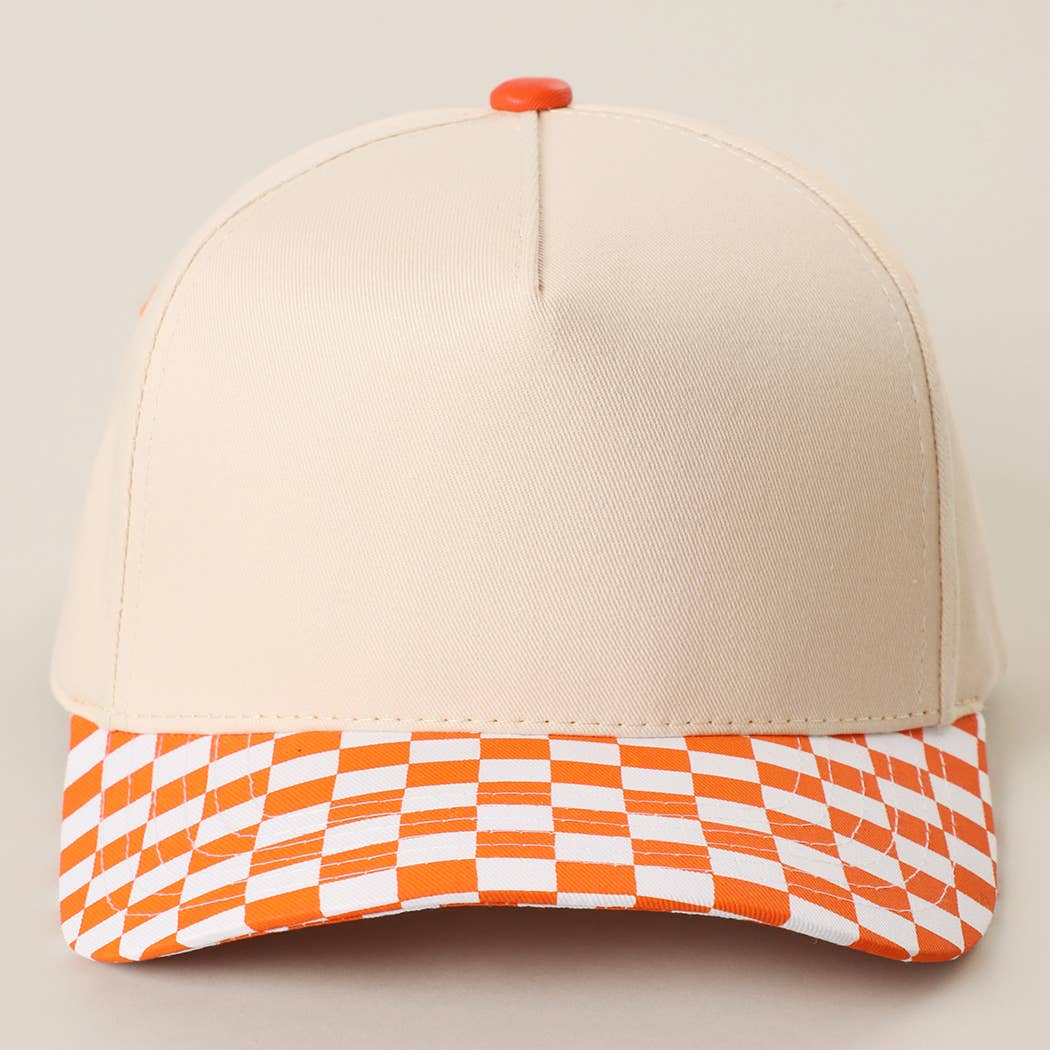 CHECKERBOARD Brim Two-Tone Trucker Hat: DGN / ONE SIZE