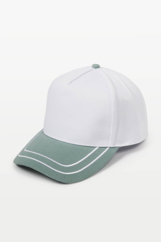 Retro Stripe Brim Two Tone 5-Panel Cap: Yellow