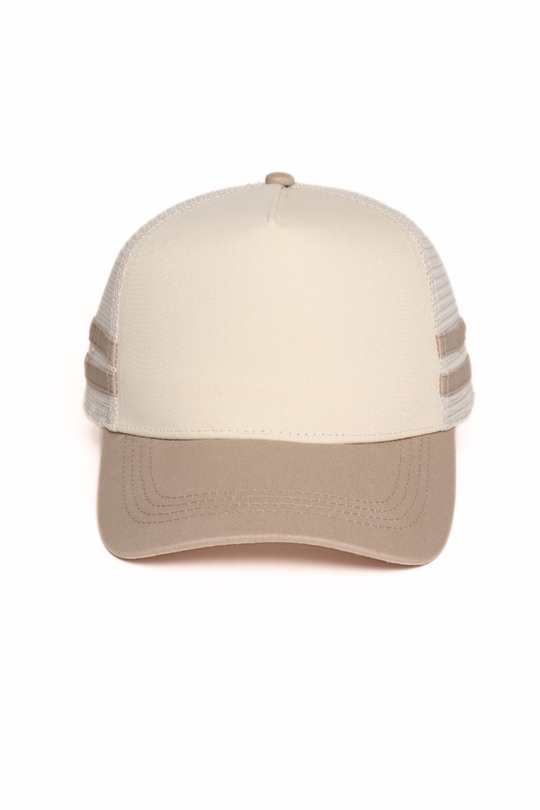 Retro Stripe Mesh Trucker Cap: Black