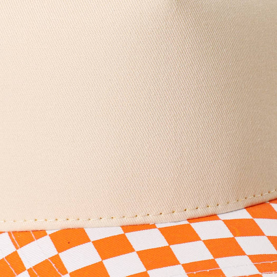 CHECKERBOARD Brim Two-Tone Trucker Hat: BLK / ONE SIZE