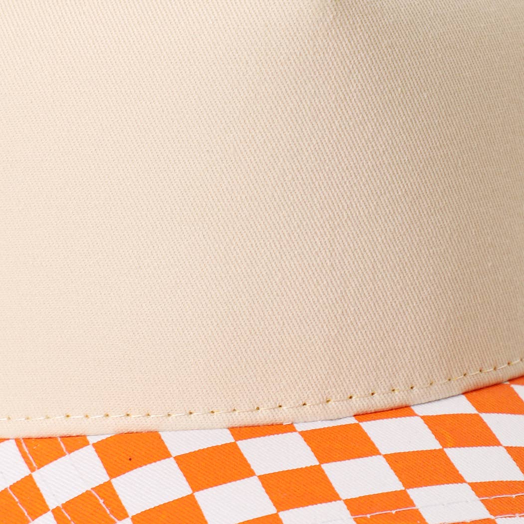 CHECKERBOARD Brim Two-Tone Trucker Hat: DGN / ONE SIZE