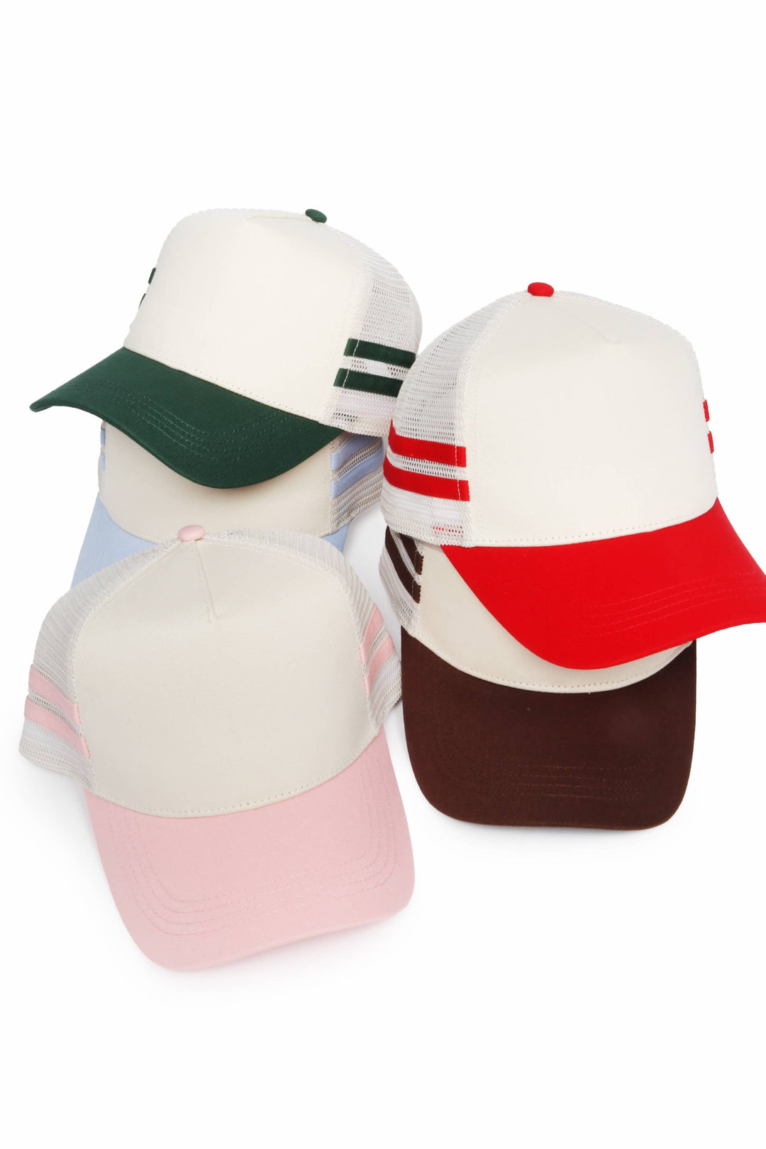 Retro Stripe Mesh Trucker Cap: Black