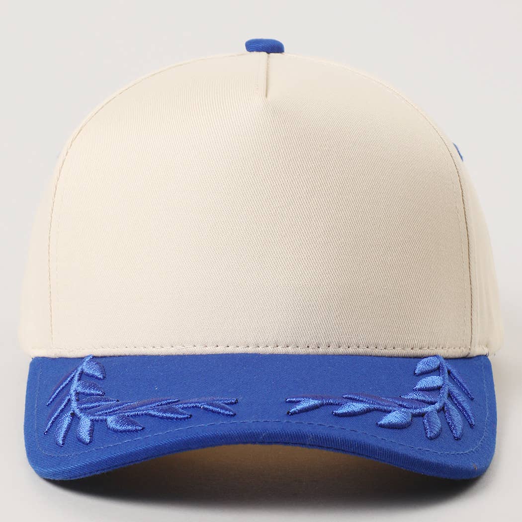 Plain Two Tone Canvas Cotton Bay Leaf Trucker Hat: BLU / One Size