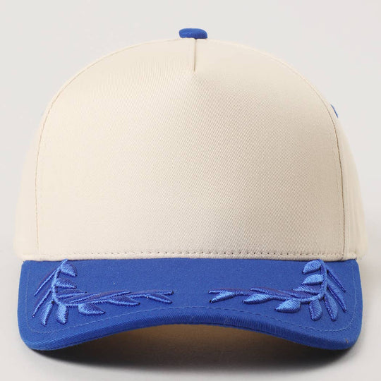 Plain Two Tone Canvas Cotton Bay Leaf Trucker Hat: BLU / One Size