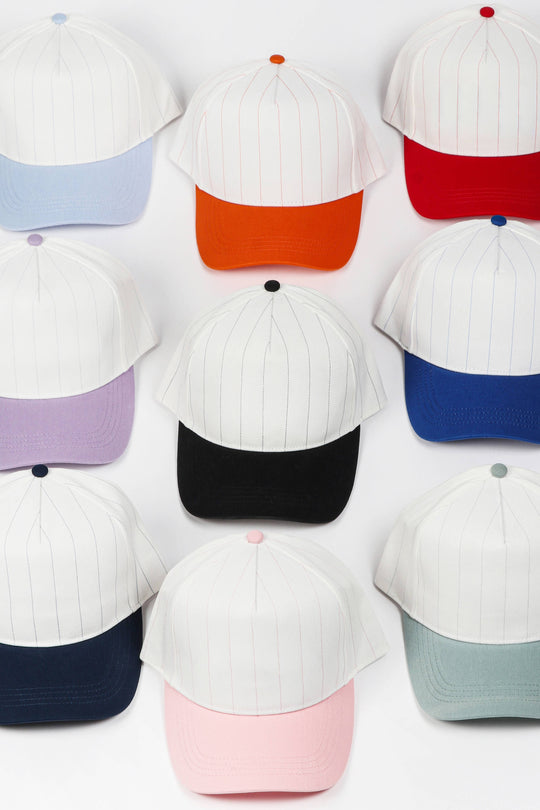 Pinstripe Two-Tone Baseball Cap: Black