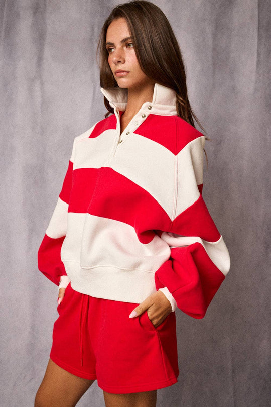 PT16060-3 - Everly Striped Pullover: GREEN / S-M-L (2-2-2)