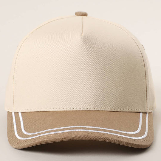 Double Stitched Plain Two Tone Canvas Cotton Trucker Hat: BEIGE / One Size