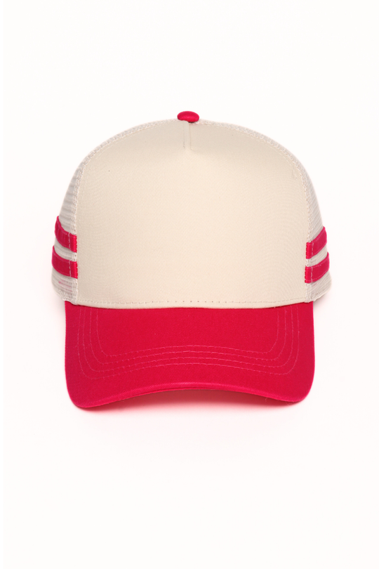 Retro Stripe Mesh Trucker Cap: Black