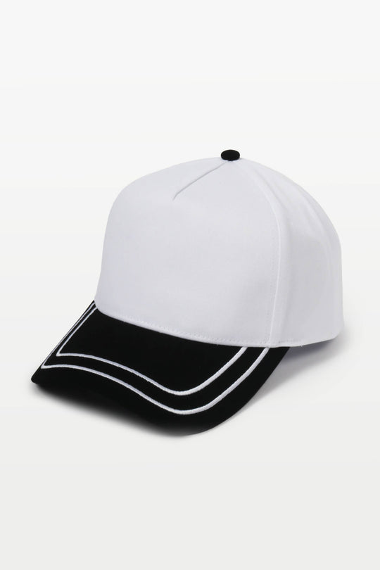 Retro Stripe Brim Two Tone 5-Panel Cap: Yellow