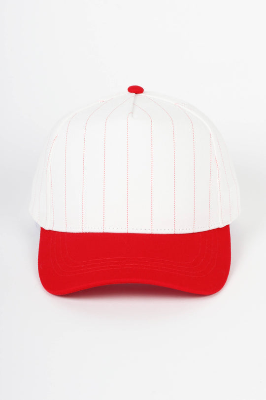 Pinstripe Two-Tone Baseball Cap: Black