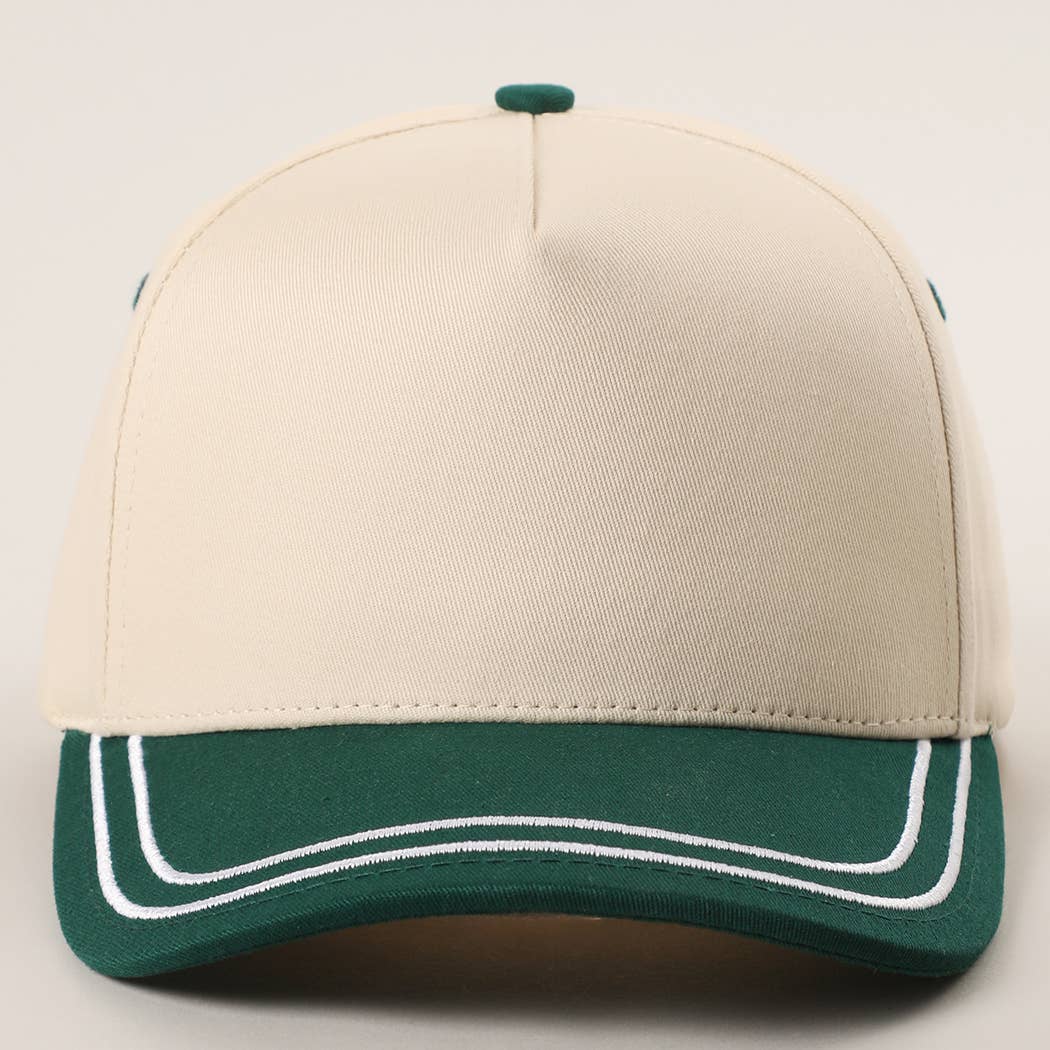 Double Stitched Plain Two Tone Canvas Cotton Trucker Hat: BEIGE / One Size