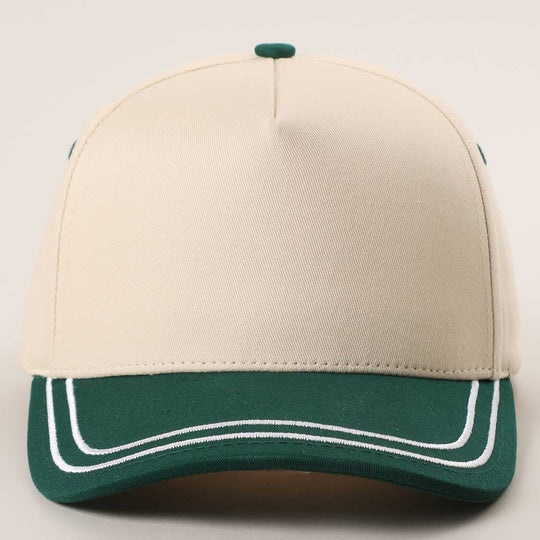 Double Stitched Plain Two Tone Canvas Cotton Trucker Hat: BEIGE / One Size