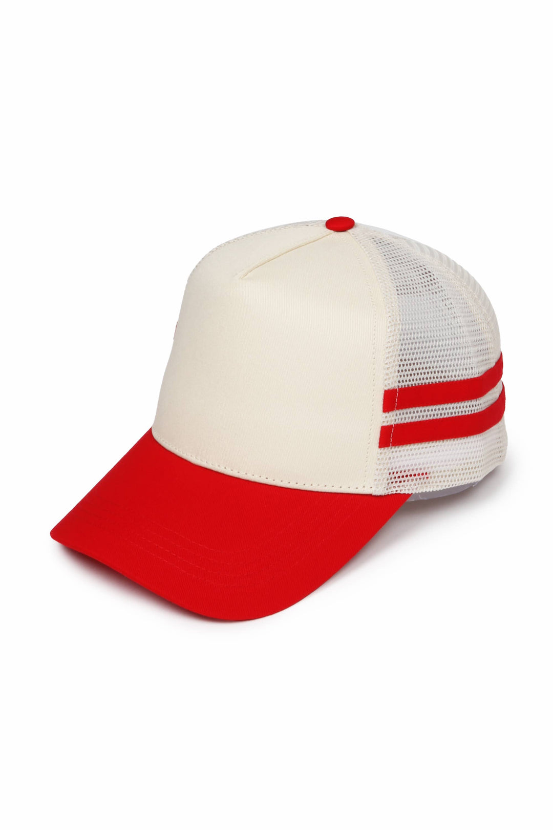 Retro Stripe Mesh Trucker Cap: Black