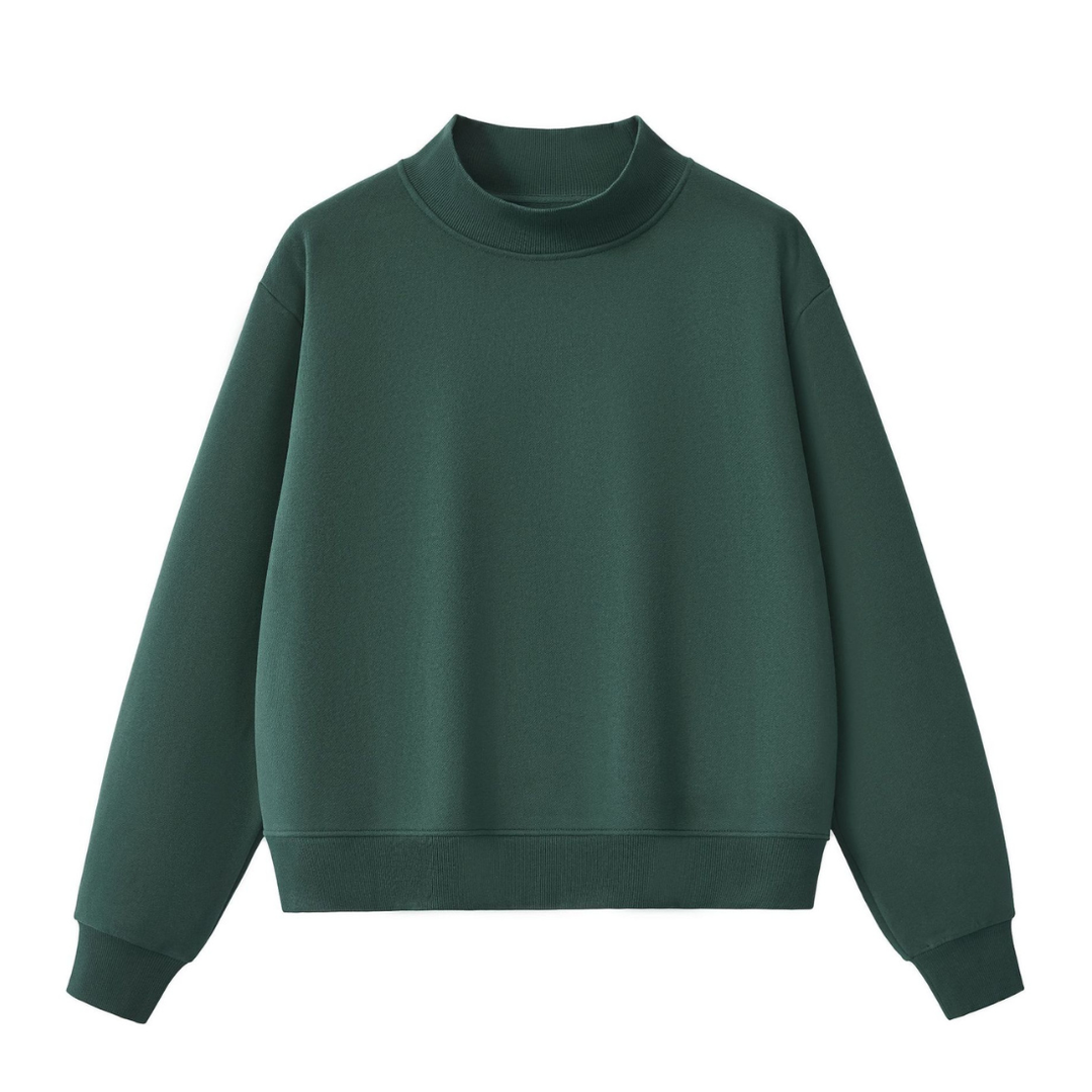 Unisex Fall Cozy Fleece Mock Neck Sweatshirt: Red / M