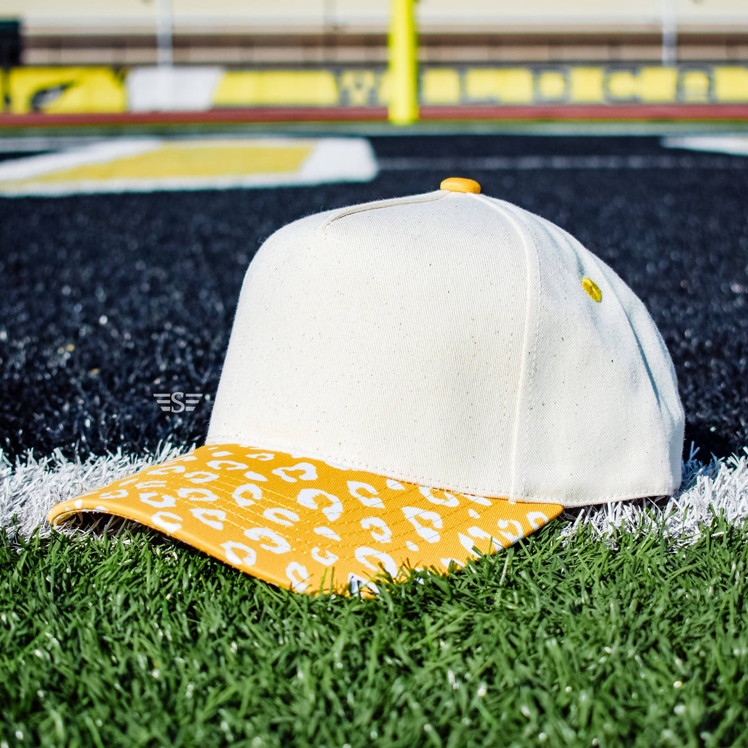 Canvas Front Leopard Bill Magna Pony® Cap: Orange