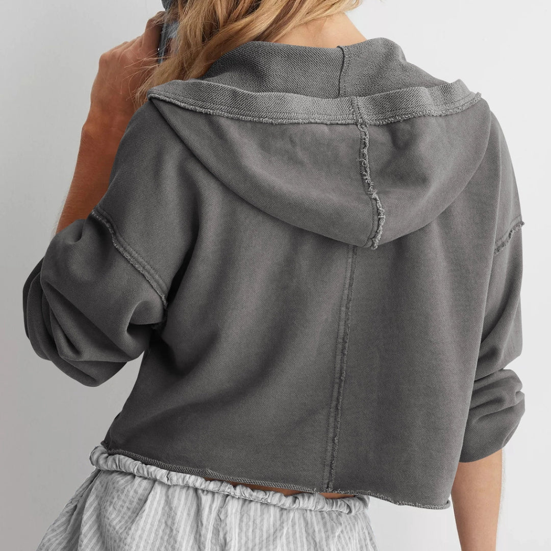 Womens Grey Oversized cropped Hoodie