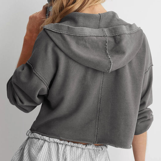 Womens Grey Oversized cropped Hoodie