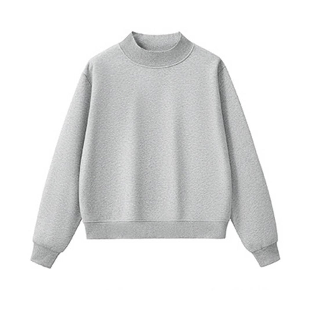 Unisex Fall Cozy Fleece Mock Neck Sweatshirt: White / M