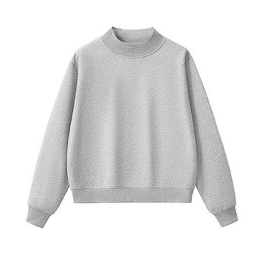 Unisex Fall Cozy Fleece Mock Neck Sweatshirt: White / M