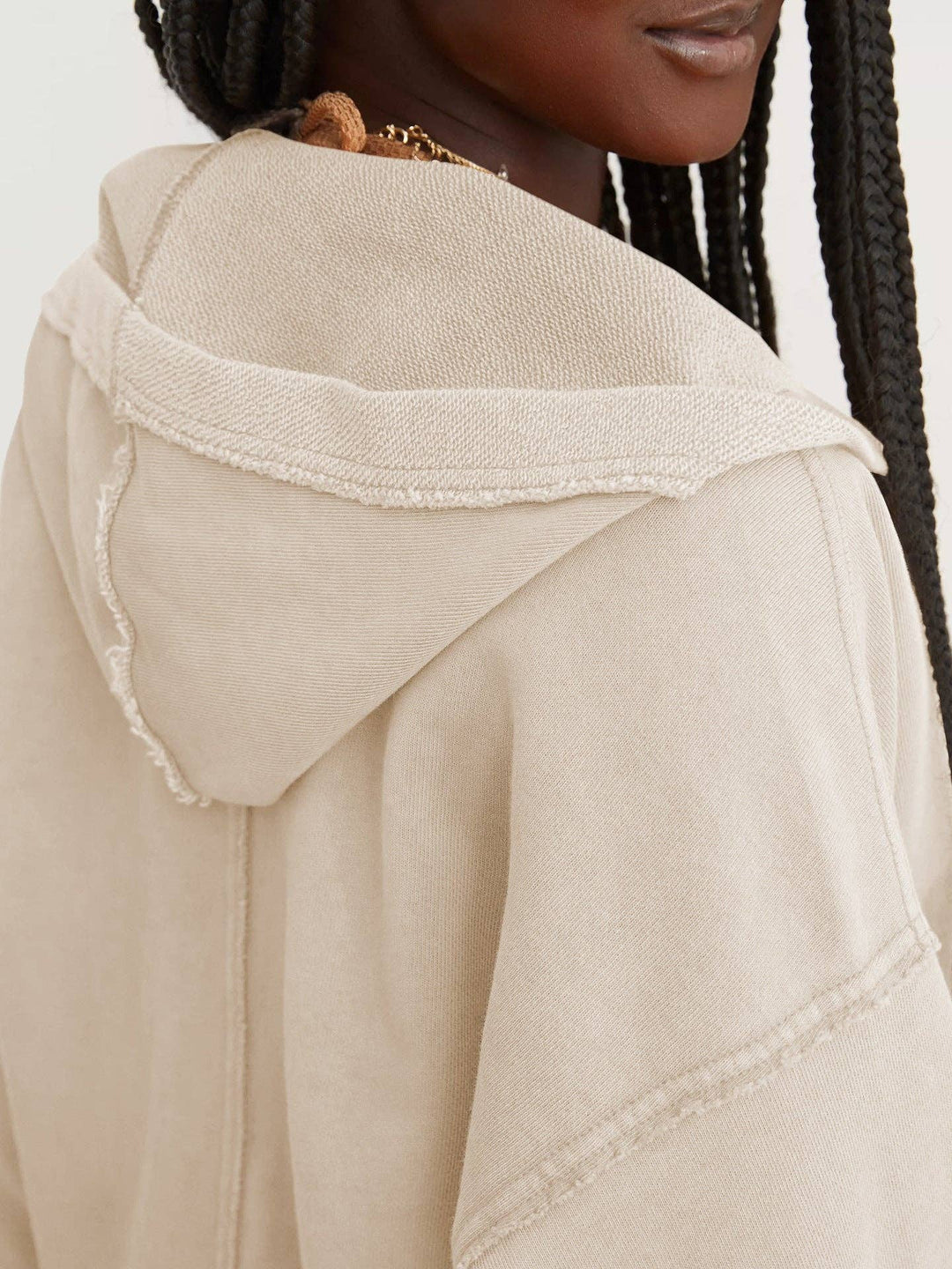 Oversized Hooded V Neck Sweatshirt Pullover Top: Dark Grey / S