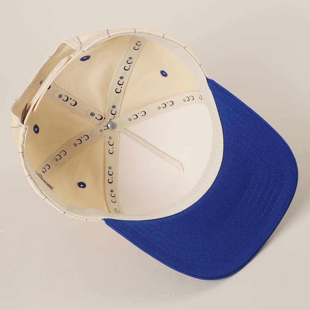 Two-Tone Pinstripe Canvas Trucker Hat: BLU / One Size